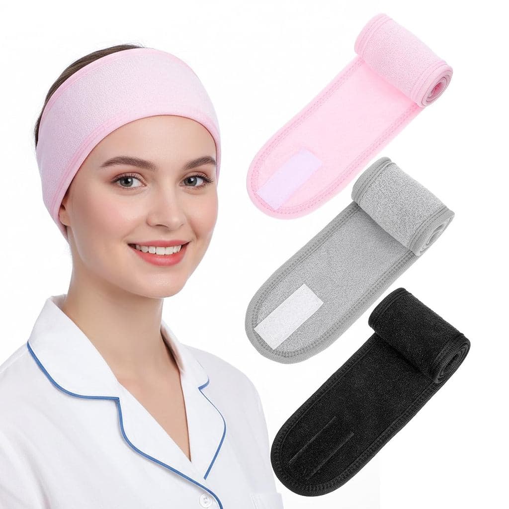 3 faixas de cabelo para spa para mulheres, ajustáveis, de tecido atoalhado, macias, elásticas, antiderrapantes, para lav