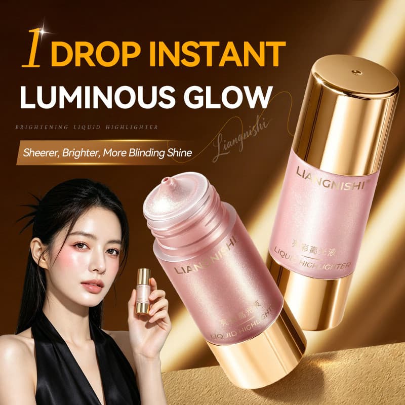 LIANGNISHI iluminador líquido com brilho sutil, líquido iluminador facial natural com efeito de brilho aquoso para conto