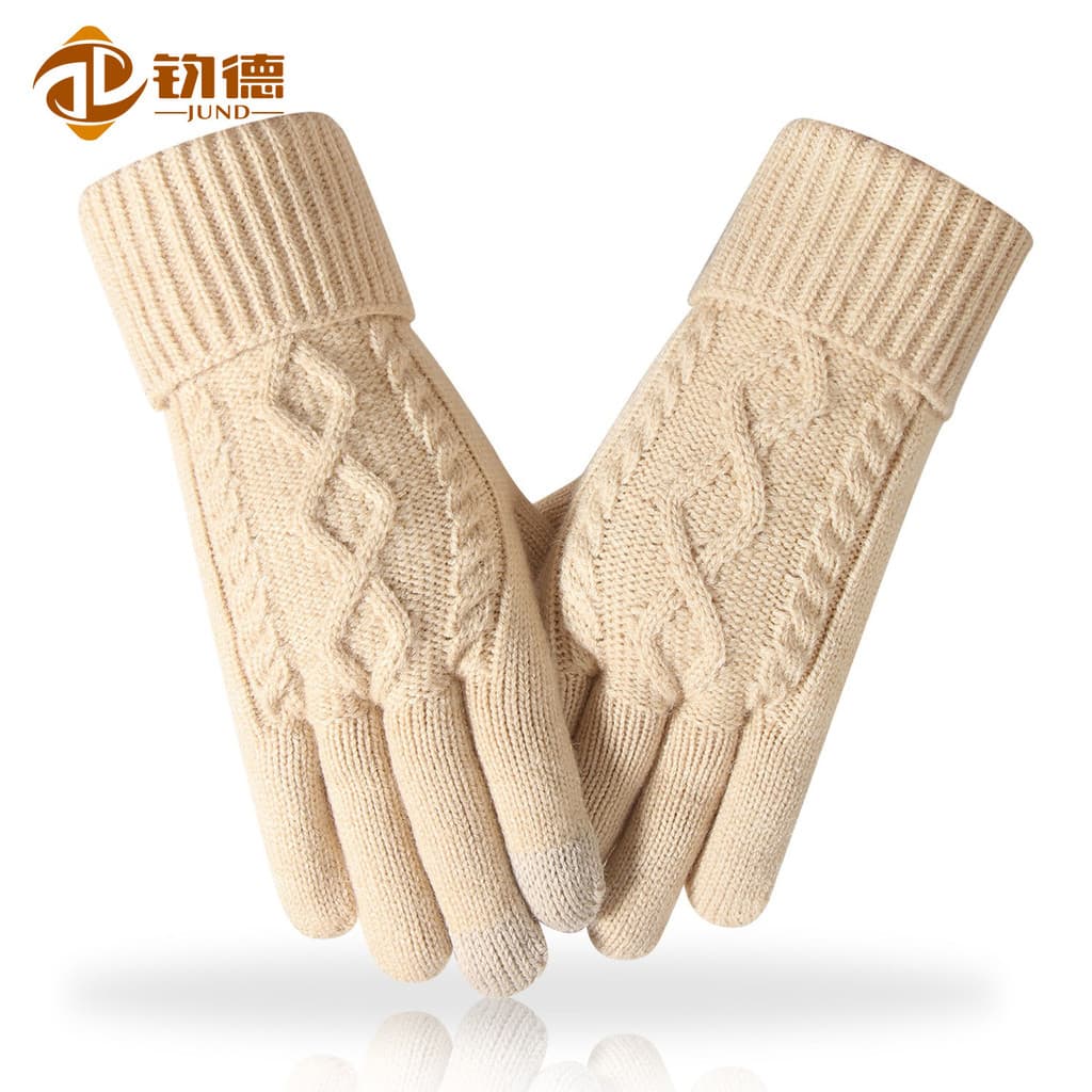 Luvas de tela sensível ao toque senhoras luvas de malha escovado engrossado à prova de frio ciclismo luvas quentes st7.2