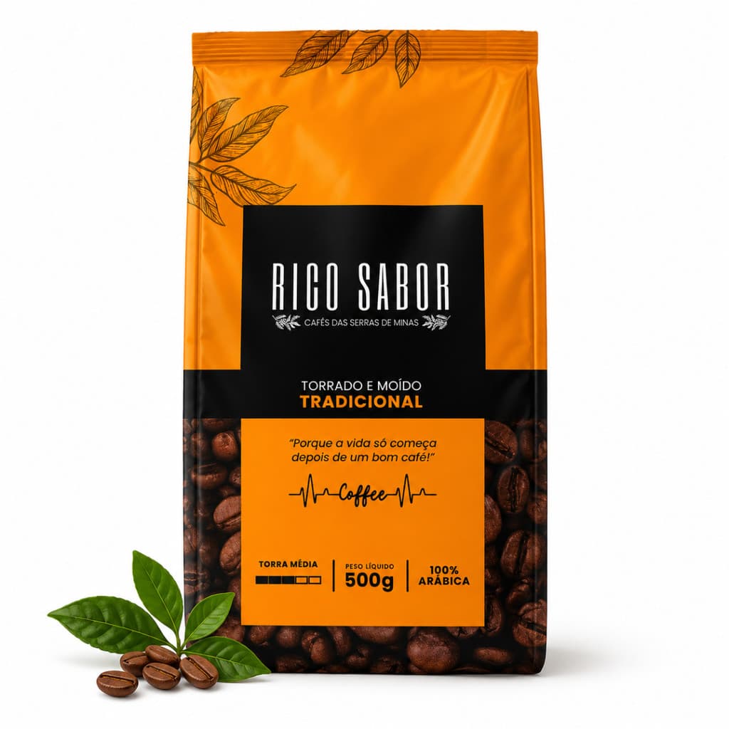 Café Rico Sabor Tradicional Torrado Moído 100% Arábica 500g