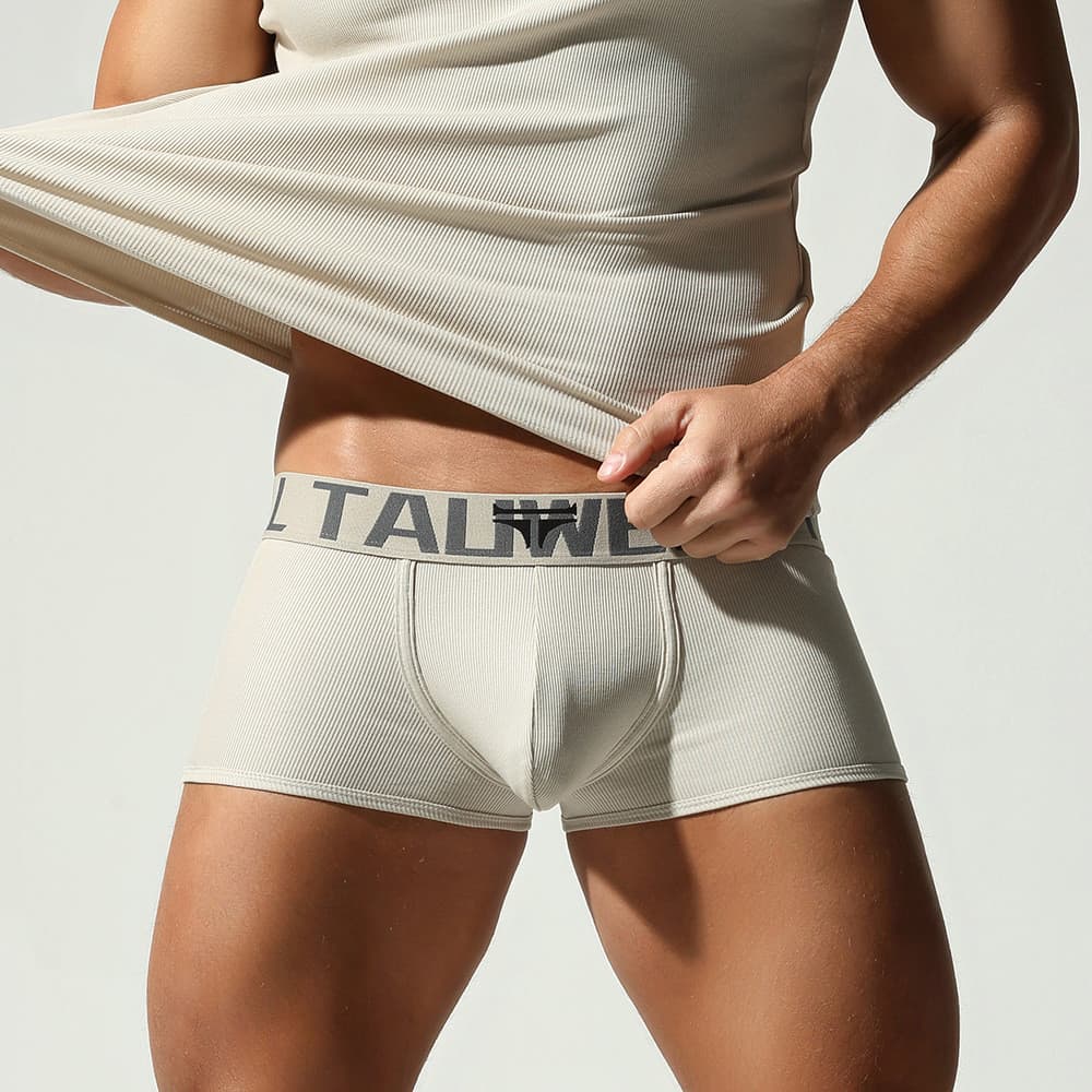 Cuecas boxer masculinas da moda Street Wear, cuecas boxer masculinas de algodão de cor sólida