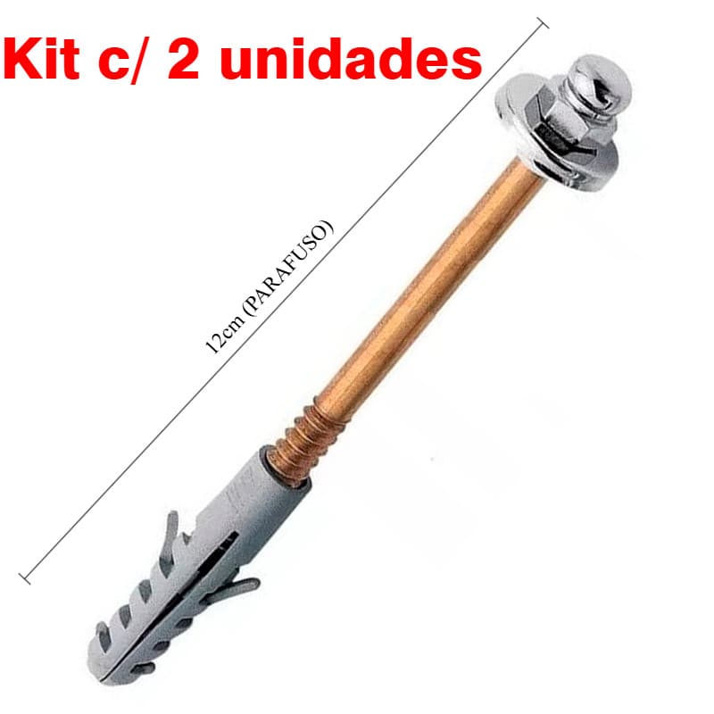 Parafuso P/ Vaso Sanitário 12 mm Kit Completo 2 Un Latão