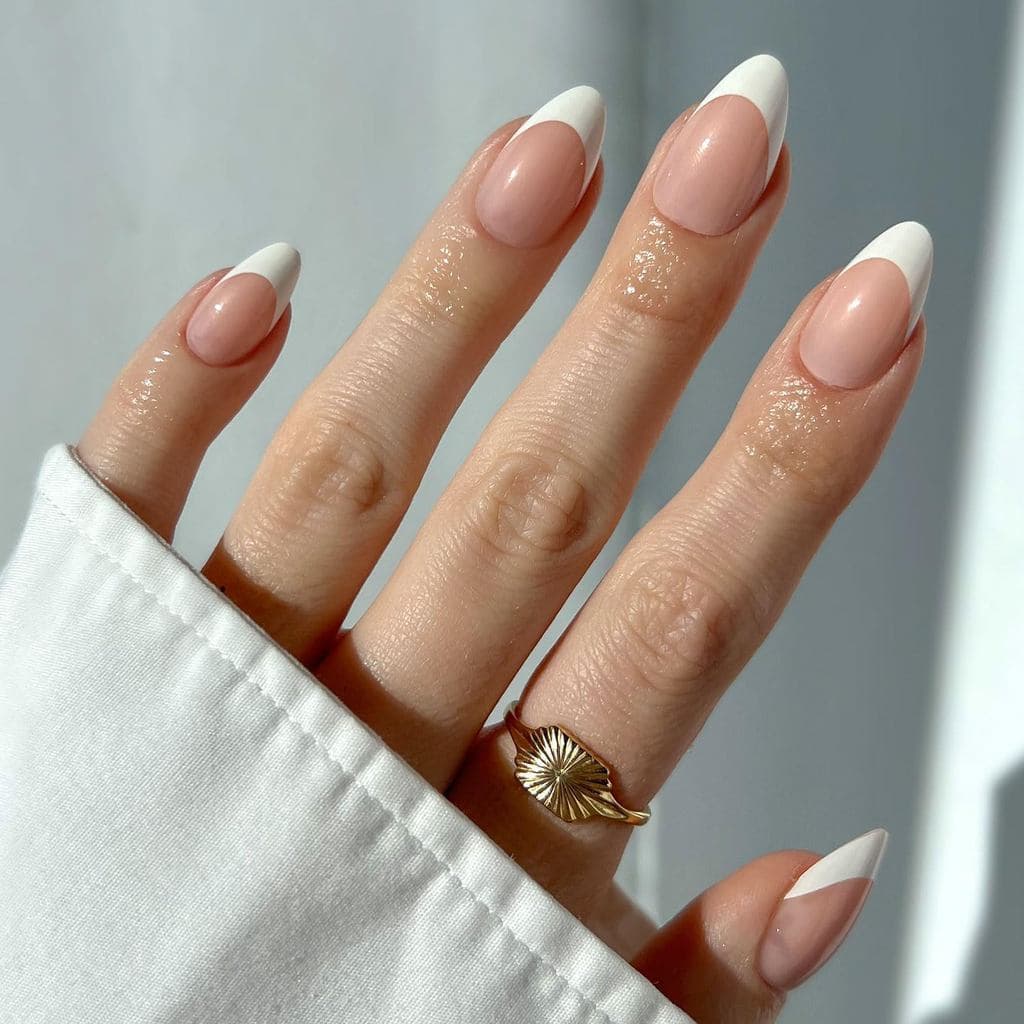 Unhas Postiças Glamnetic - MaDamn |   Unhas Postiças Francesas com Acabamento UV, Formato Amêndoa Curta e Pontiaguda, Qu