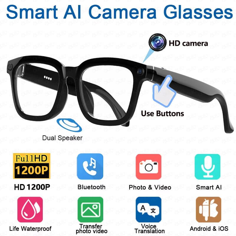 Novo produto V03-T5 óculos inteligentes 800W HD gravação de fotos tradução transmissão identificação tudo óculos intelig