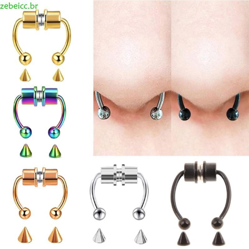 zebeicc 5 Peças Piercing Septo Ferradura Magnética Anel Nariz Argola