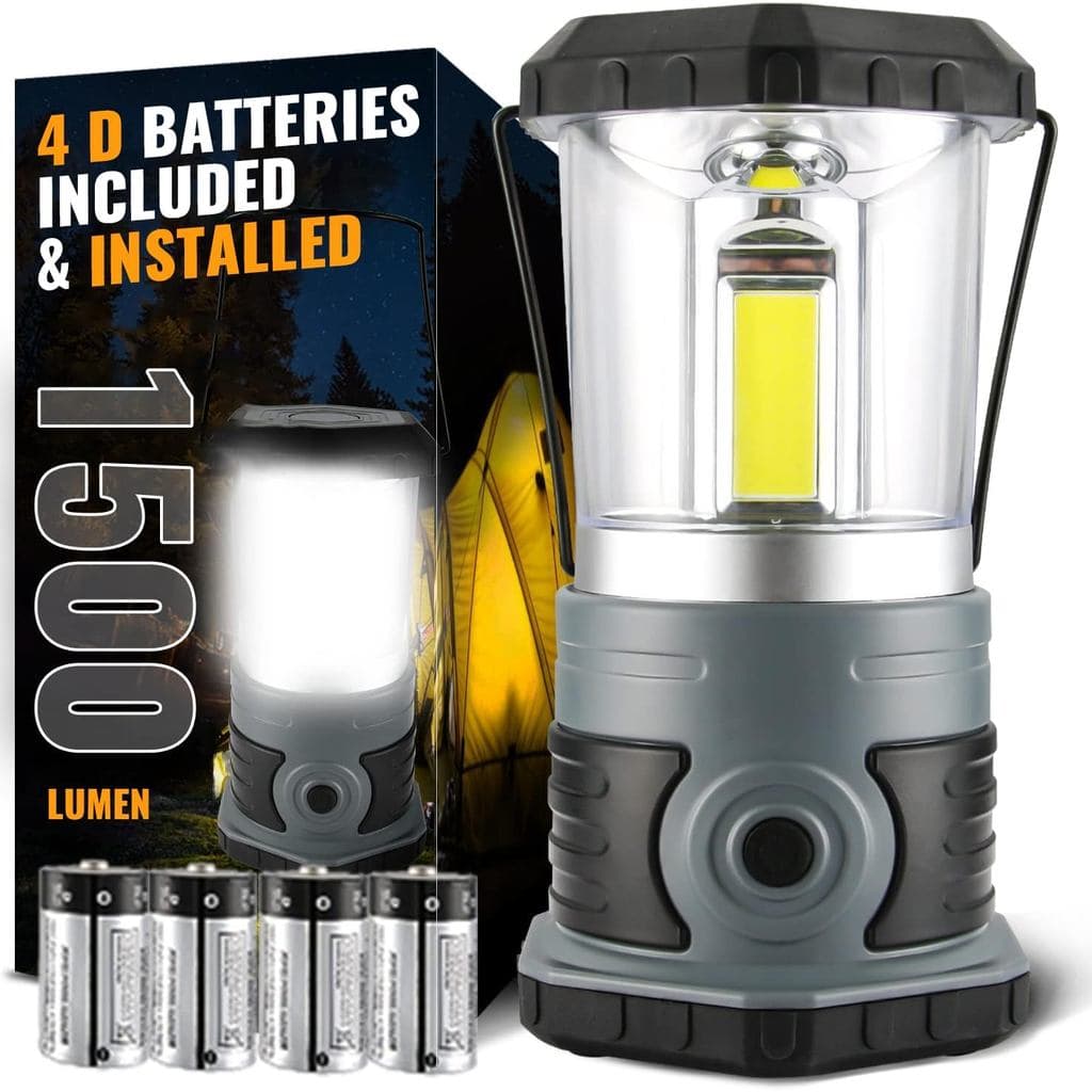 Lanterna de camping LED innofox, 1500 lúmens, adequada para quedas de energia, inclui 4 pilhas D, lanterna com 4 modos d