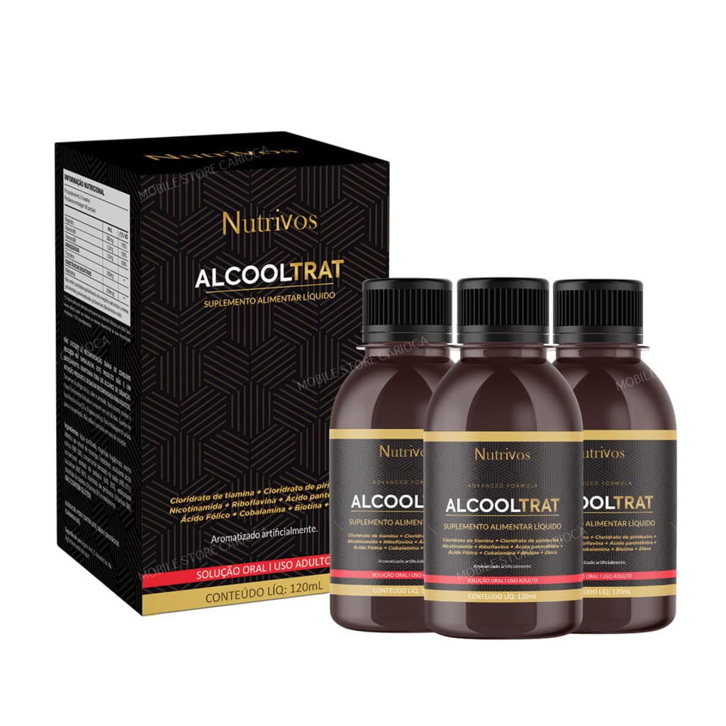 KIT 3 ALCOOLTRAT SUPLEMENTO ALIMENTAR LÍQUIDO 120ML ORIGINAL