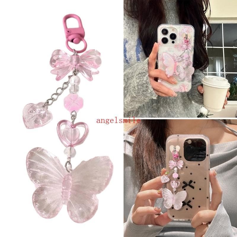 Delicado Chaveiro Frisado Liga Acrílica Telefone Pingente Colorido Grânulo Elegante E Único Para Meninas