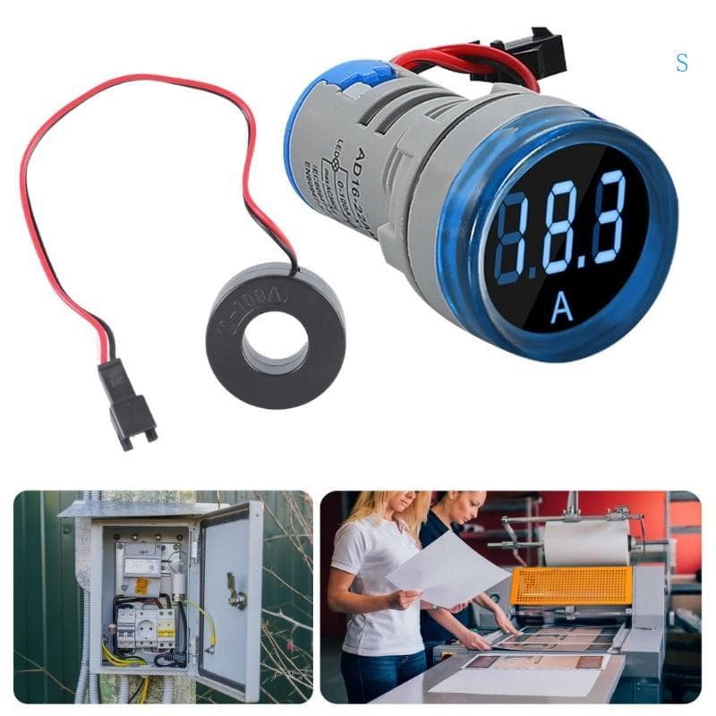 S Digital Led Display Indicador Tela Amperímetro 0-100A Medidor Corrente 22MM