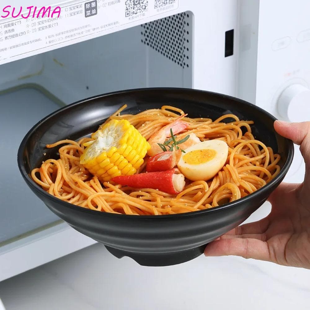 Tigela De Salada De Frutas SUJIMA , Ramen De Melamina Preta Pura Macarrão Resistente A Altas Temperaturas