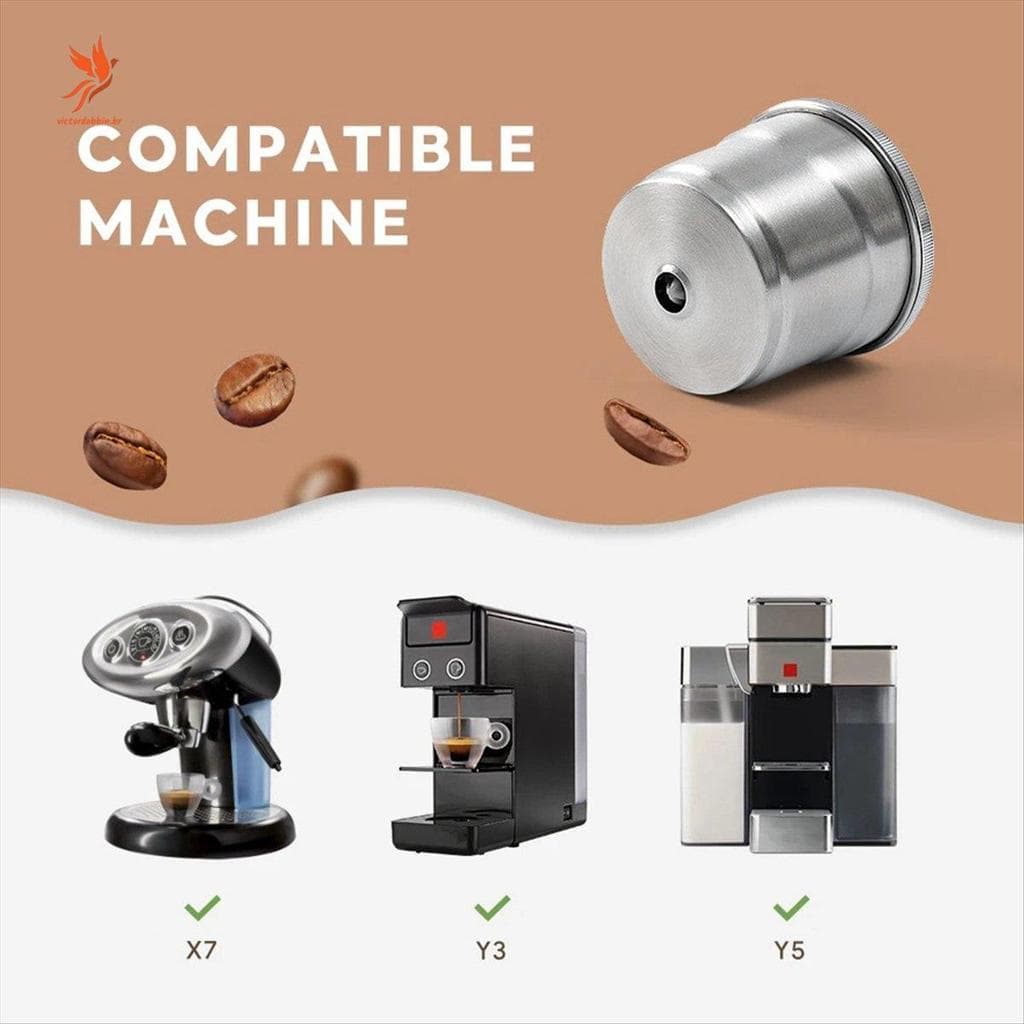 [victordobbin.br] Para X7/Y3/Y5 Cápsula De Café Reutilizável Filtros Recarregáveis Colher De Aço Inoxidável Escova De Li