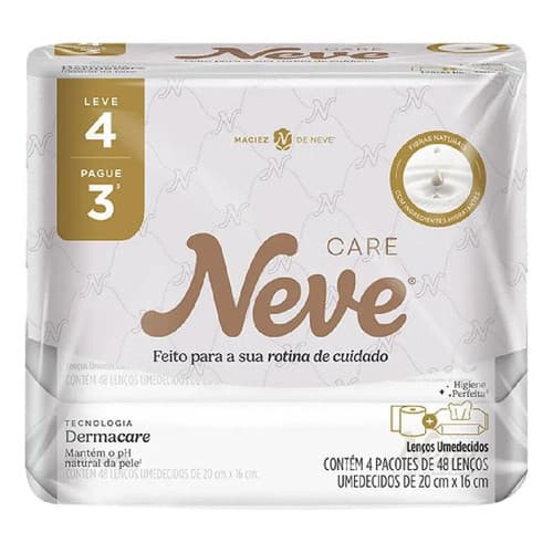 Lenço Umedecido Neve Toque Da Seda Dermacare 4 Pacotes 48 Un