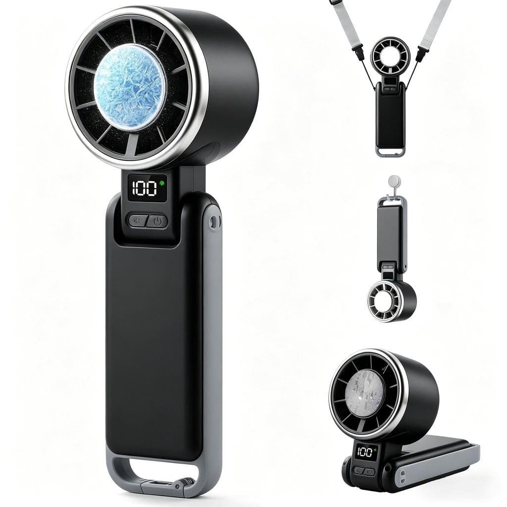 Ventilador De Resfriamento Dobrável Com 5 Configurações De Velocidade Mesa Portátil Recarregável