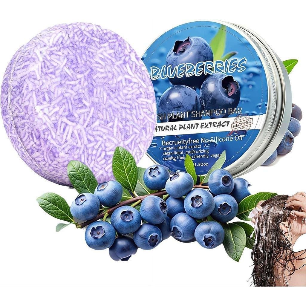 A barra de shampoo de mirtilo, a barra de shampoo roxa é adequada para cabelos finos e secos, reduz a queda de cabelo e