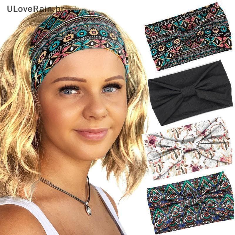 ULOVERAIN Bohemia Grade Feminina Headpiece Estiramento Turbante Acessórios Para O Cabelo Headwear Yoga Corrida Bandagem