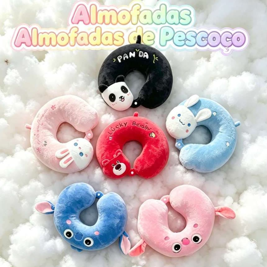 Almofada de pescoço cartoon em pelúcia super macia