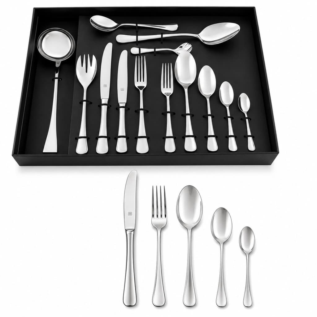 Faqueiro Jogo de Talheres Eclipse 101 peças Faqueiro Hercules Aço Inox utensílios cozinha Com Estojo