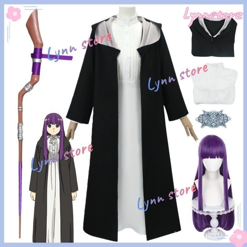 FRIEREN: Beyond JOURNEY'S END Fantasia de Cosplay FERN Peruca de Anime Conjunto Completo