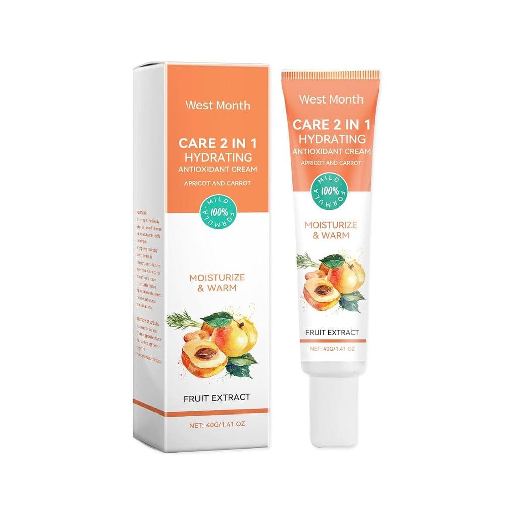 Creme Facial Hidratante e Antioxidante 2 em 1 com Extrato de Damasco e Cenoura, Hidratante Diário para Nutrir e Proteger