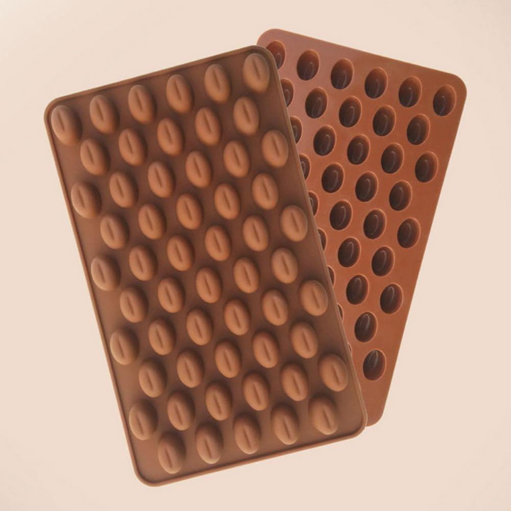 Molde de Silicone AKOAK com 55 Cavidades para Mini Grãos de Café, Chocolate, Açúcar, Doces, Decoração de Bolos, 2 Peças