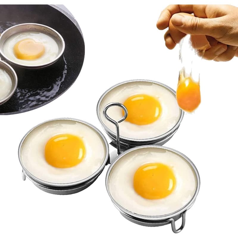 Anéis De Aço Inoxidável Para Panela De Ovos-Modeladores Duráveis De Coração E Círculo Com Alça De Toque Fresco Café Da M