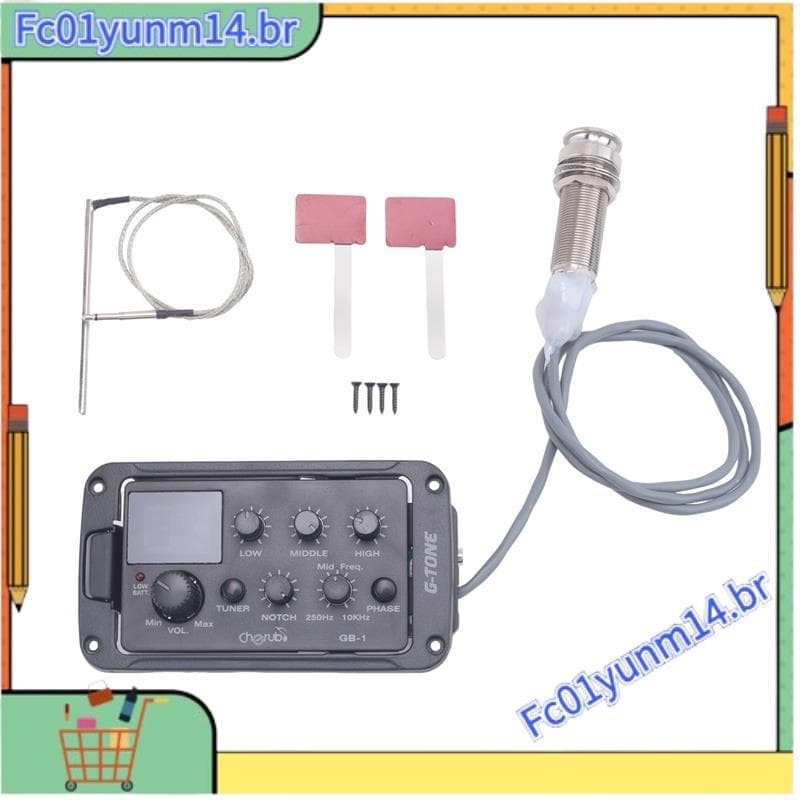 GB-1 Guitarra Acústica Pré-Amplificador Equalizador De EQ De 3 Bandas Com Captadores Piezo