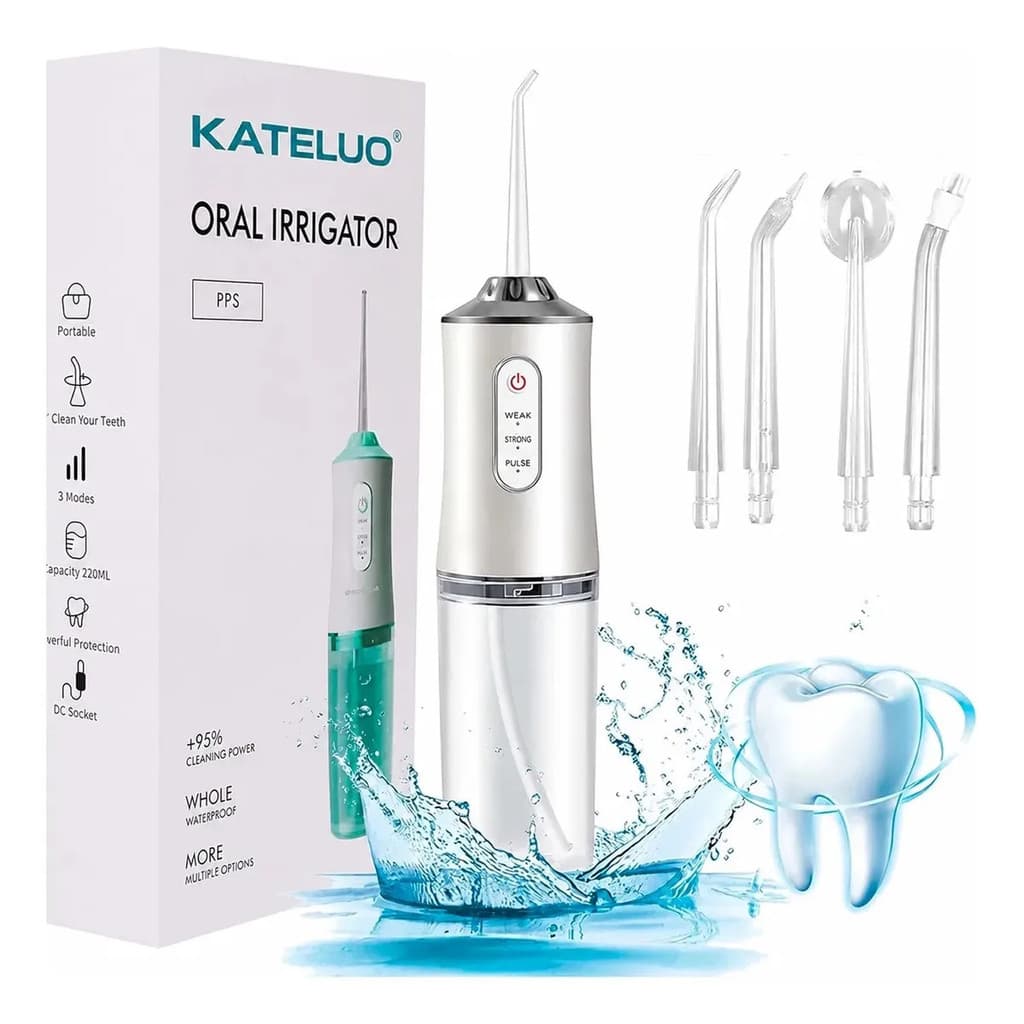 Irrigador Dental Oral Recarregavél 220ml Higiene Limpeza Bucal Portátil Limpador de Dente