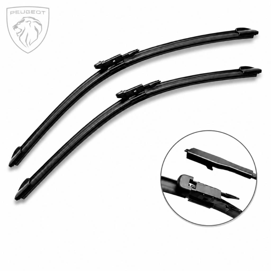 Par Palhetas Limpador Para-brisa Silicone Limpeza Silenciosa Carros Peugeot