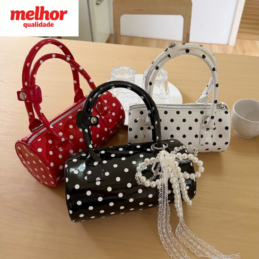 Saco cilíndrico feminino Mini Polka Dot bolsa estilo Ballet nicho Crossbody saco 2026 novo estilo bonito requintado plut