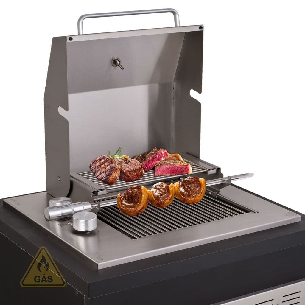 Churrasqueira Grill de Embutir a Gás com Tampa Diamond Premium Titan