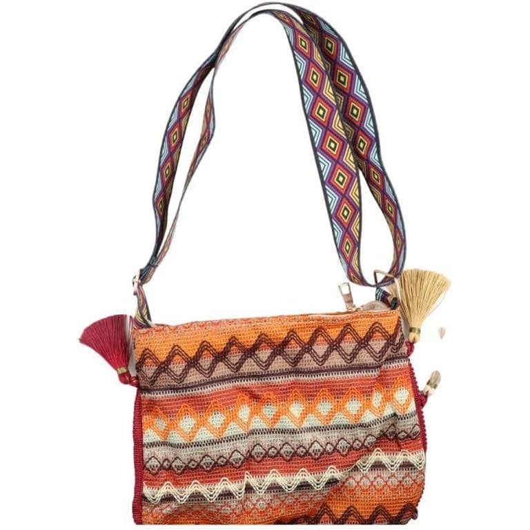 Bolsa de Ombro Boêmia Feminina, Bolsa Transversal, Bolsa de Ombro Trançada, Bolsa Mensageiro da Moda, Bolsa de Lona TJQP