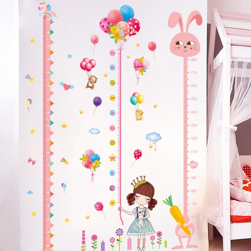 Adesivos de altura 3d tridimensional adesivos de parede bebê dos desenhos animados medição régua de altura ferramenta út