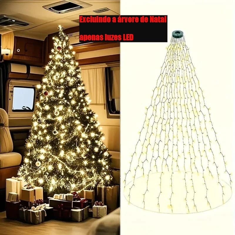 Árvore De Natal Não Incluída Luzes LED De Proteção , Decoração De Corda Interna/Externa , Com 8 Modos De Iluminação