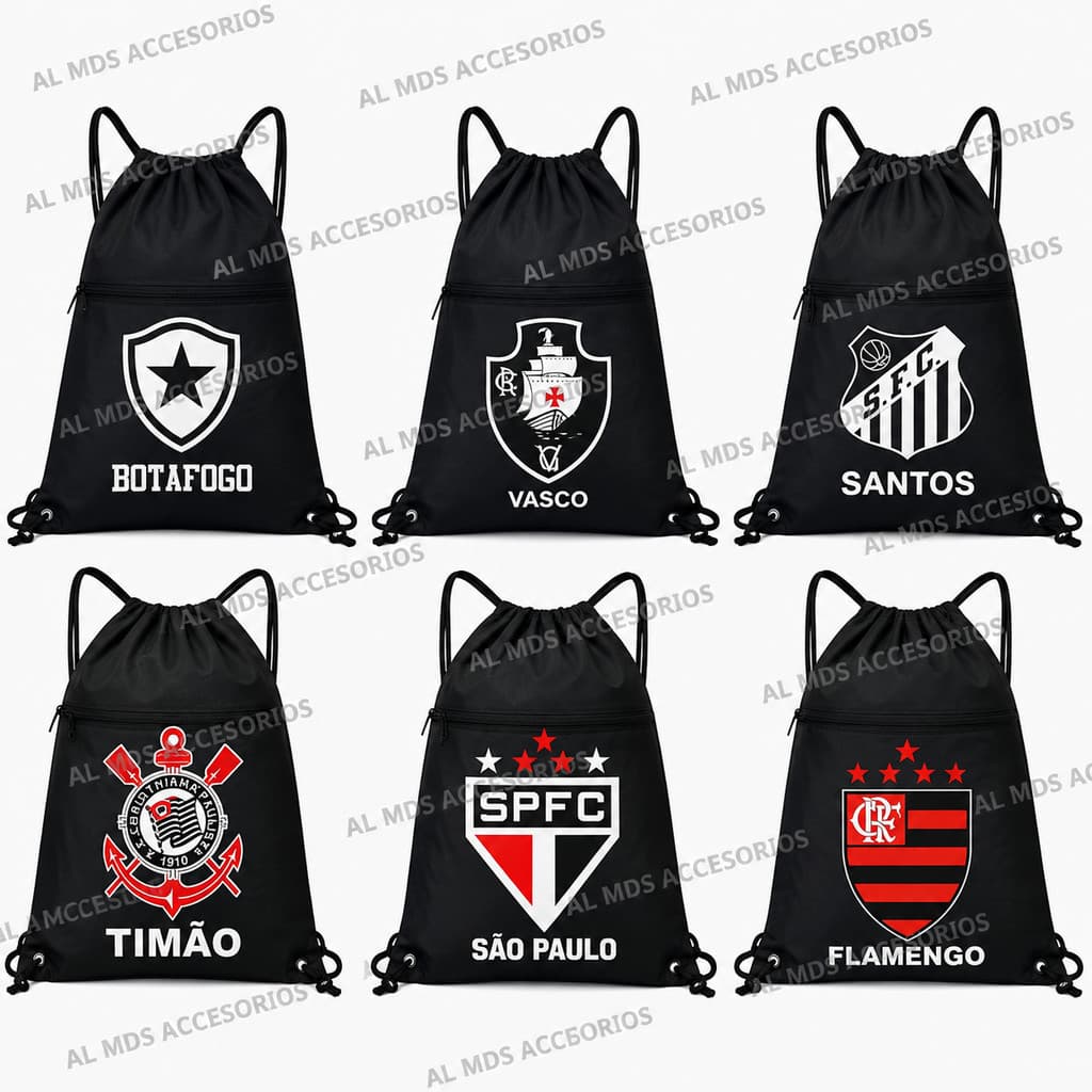 Mochila Bolsa Saco Esportivo Com Cordão em  Nylon unissex Futebol Esporte E Academia Treino impermeável