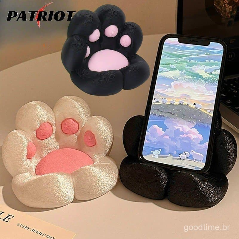 Suporte para celular com bandeja em formato de pata de gato |     Organizador de mesa para armazenamento e acessórios, f