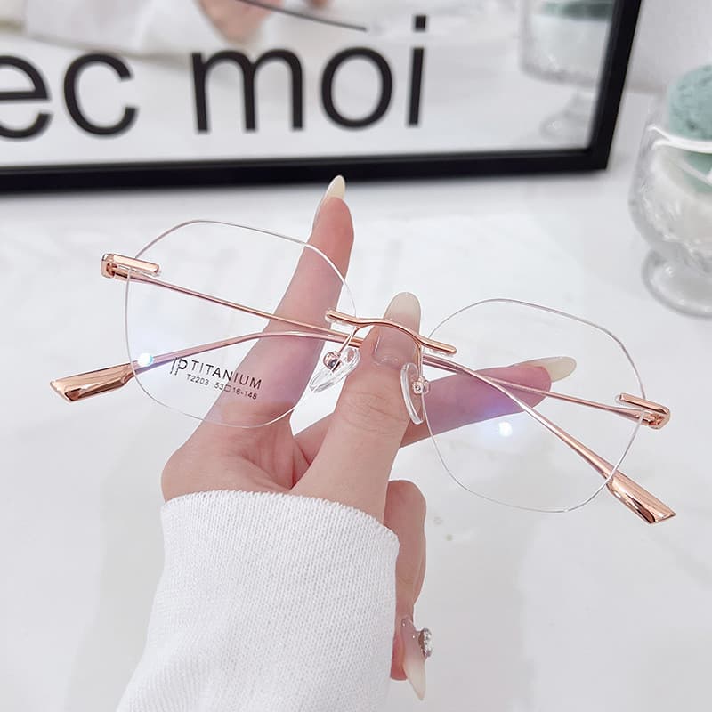 Óculos elegantes que bloqueiam a luz azul, design unissex sem armação, lentes planas, podem ser combinados com lentes de