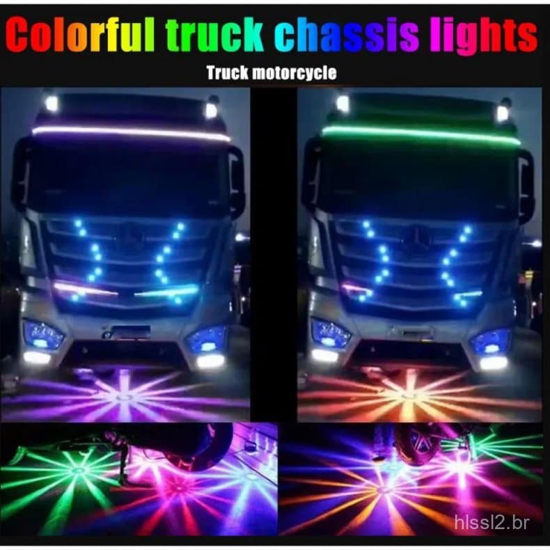 Luzes coloridas para chassi de caminhão e motocicleta 12V-24V, luzes traseiras LED para chassi de caminhão, luzes de chã