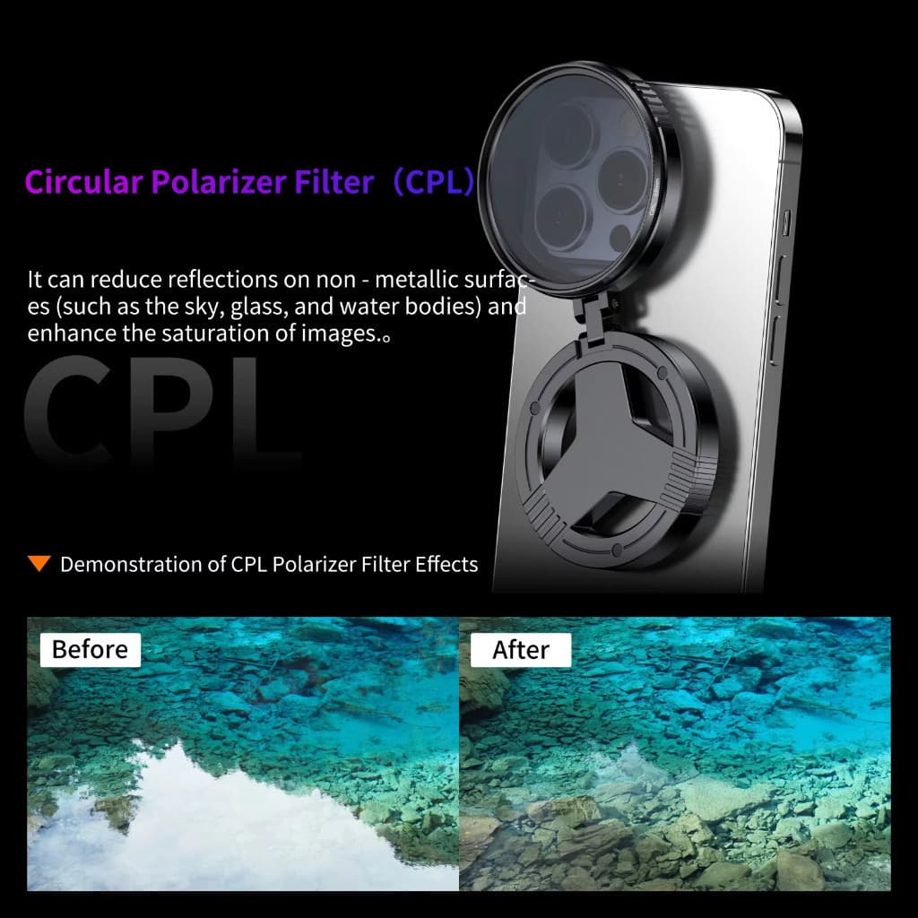Novo Kit De Filtro De Lente De Câmera De Telefone CPL Clip-on Polarizador Circular Eliminar Reflexivo Ao Vivo Para Smart
