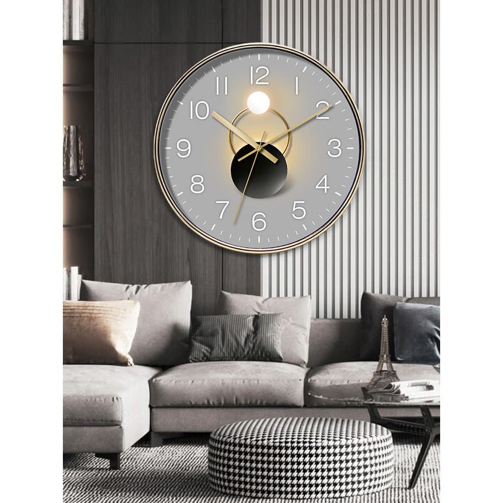 Relógio de parede sala estar 2025 novo estilo simples relógio doméstico moda pendurado arte moderna decoração luz sombra