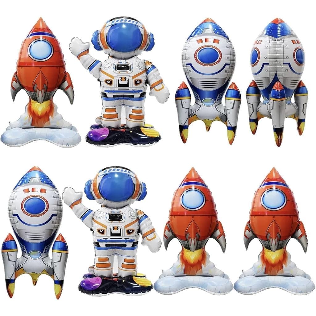 8 Balões de Festa em Forma de Foguete e Astronauta, Balões de Folha 4D Gigantes com Tema Espacial, Balões Infláveis de A
