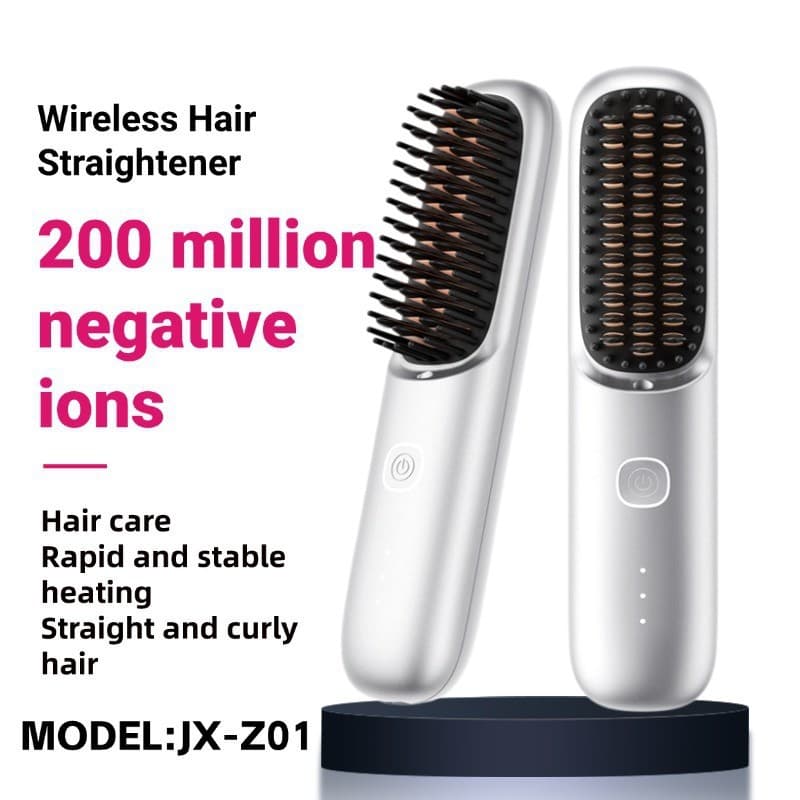 Novo pente alisador de cabelo com íons negativos, carregamento sem fio, alisador de cabelo portátil, não danifica, dupla