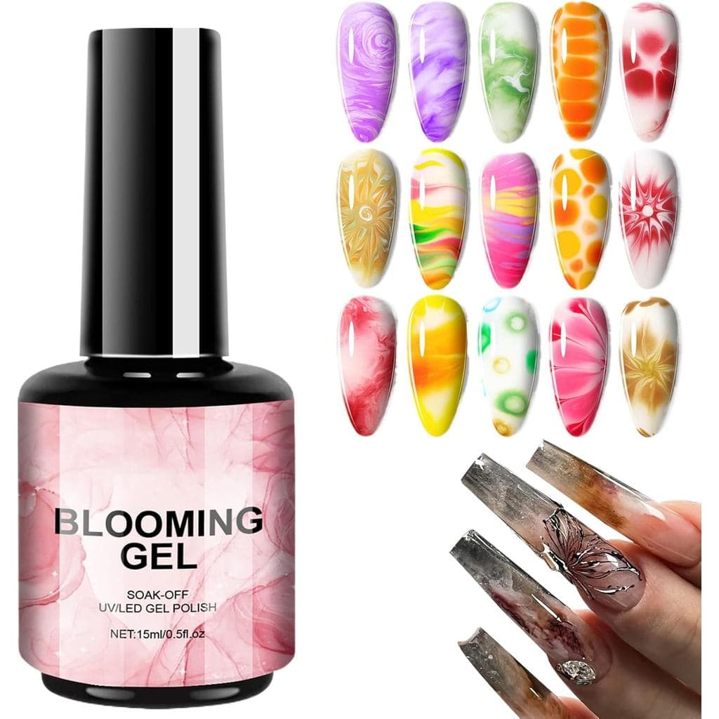 WJnflQN Esmalte em Gel Blooming, 15ml Esmalte UV LED Blooming - Longa Duração, Camada Superior Transparente para Unhas,