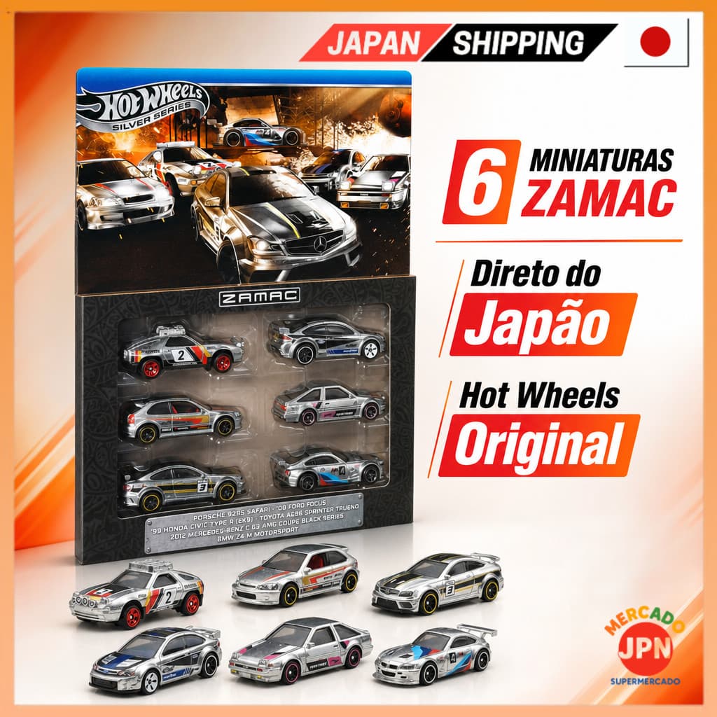 Hot Wheels Zamak Multi-Pack Carrinhos Miniatura Conjunto de 6, A partir de 3 anos Direct from JAPAN