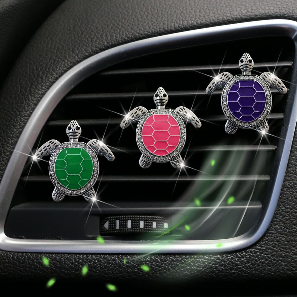 ENVIO RÁPIDO Novo Difusor de Fragrância para Carro em Forma de Tartaruga com Strass de Cristal, Clipe para Saída de Ar,