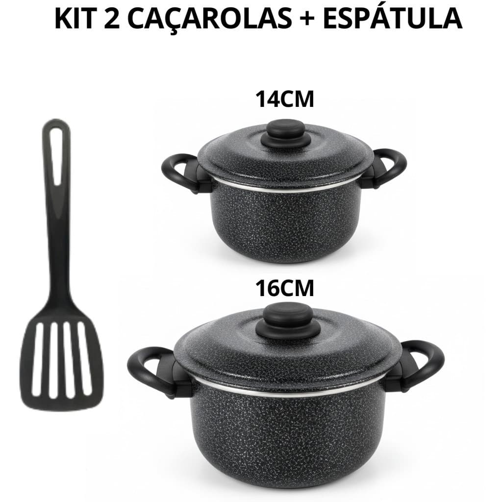 Kit 2 Caçarola N14 e N16 cm Aluminio Reforçado Conjunto Panelas  Cozinha Oferta MAIS ESPÀTULA