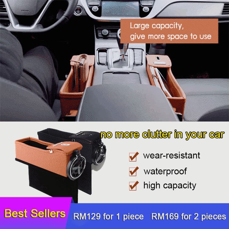 【Funcionalidade Completa】Organizador multifuncional para espaço entre os bancos do carro com porta-copos para uma conduç