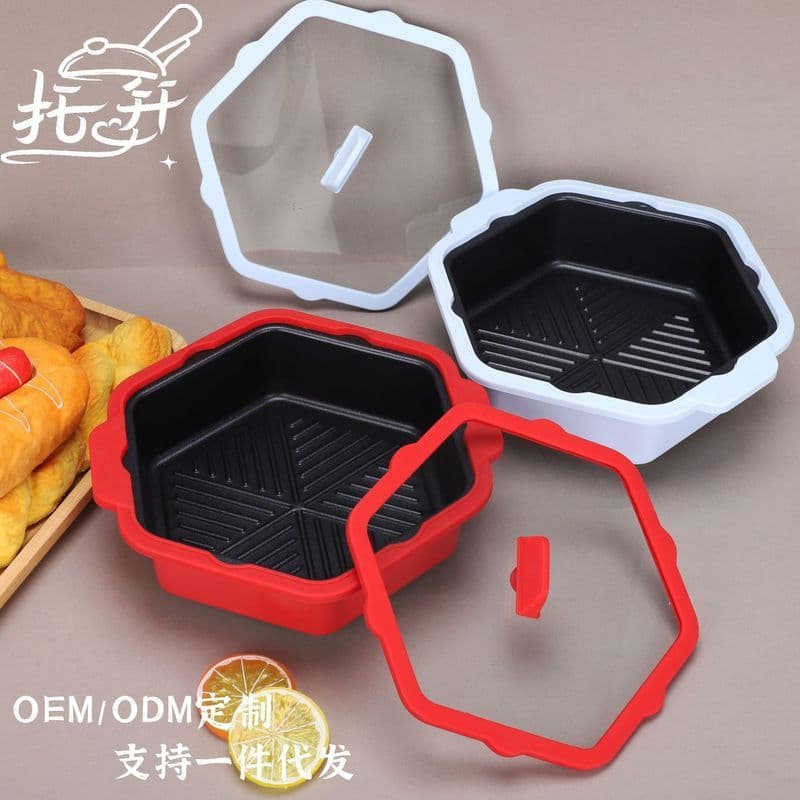 Pote de microondas antiaderente molde de bolo Hexagonal com almofada protetora de Silicone molde de bolo doméstico lote