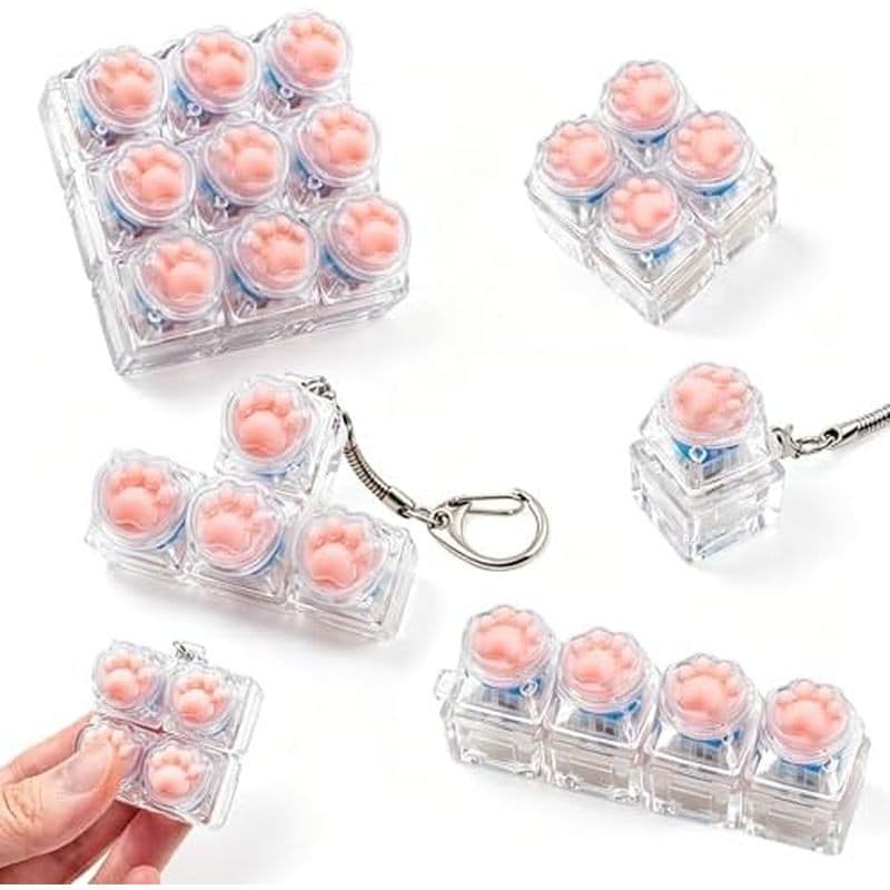 Conjunto de 5 peças de chaveiro de descompressão de teclado, brinquedo giratório de inquietação de teclado de clique bon