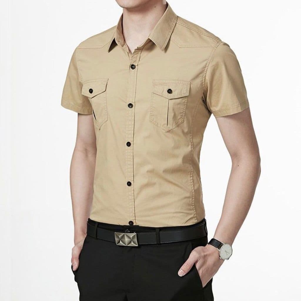 ❤Novidades❤ Camisa de trabalho de algodão puro masculina de manga comprida solta Casual primavera outono Multi-saco cami