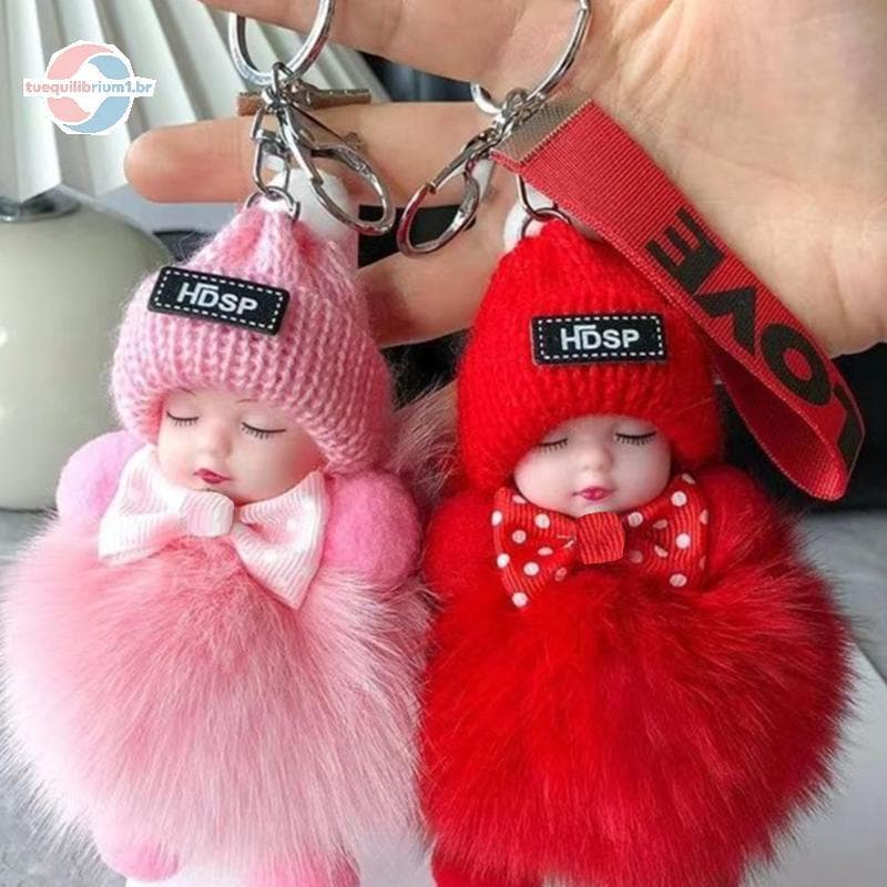 tue Dormindo Bebê Chaveiro Bonito Fofo Boneca De Pelúcia Chaveiros Mulheres Menina Sacos Pingente Carros Bapa Decoração